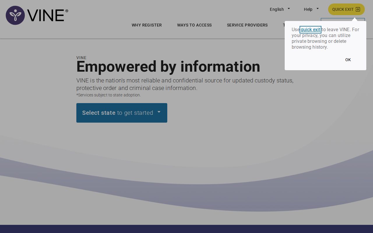 Davidson County VINELink inmate check and release notification interface